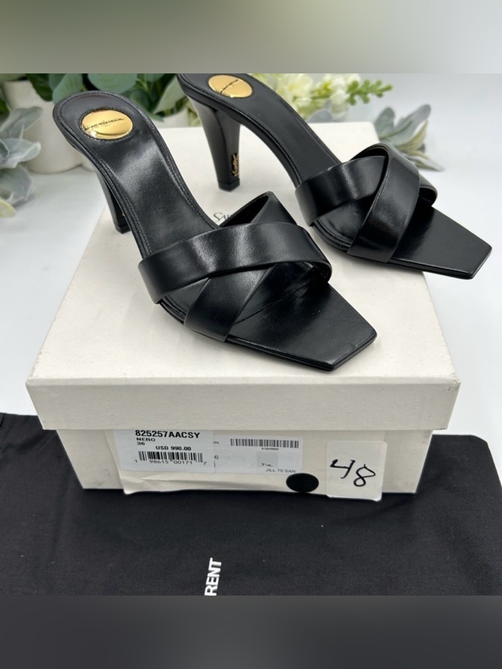 Women’s Saint Laurent Jill 75 leather mules size 36 made in Italy
